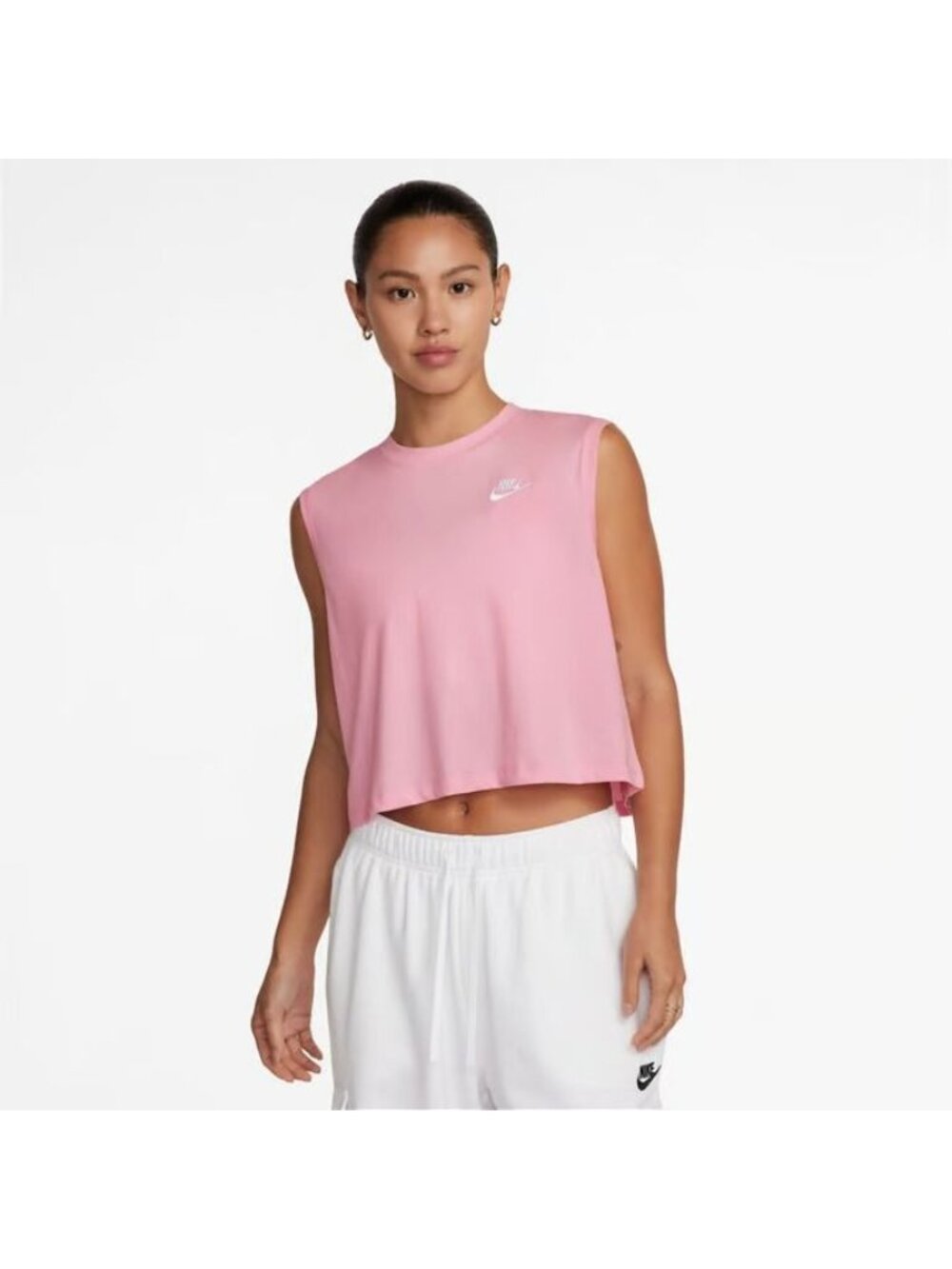 Nike Womens Pink Sleeveless Cropped Tank Top Size M 100% Cotton Casual Wear